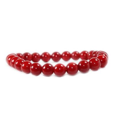 Bracelet Corail Rouge en Pierre Boule de 8 mm