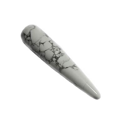 Pointe ou Bâton de Massage en Howlite Blanche Lisse (9 à 10 cm)