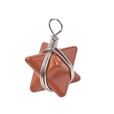 Pendentif Merkaba en Jaspe Rouge Montage argenté