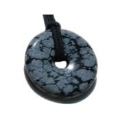 Obsidienne Neige Pendentif Pi Chinois de 3 cm