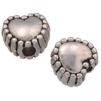 Perle Coeur 6 x 5 mm de style Tibétain en Métal (Par Lot de 2)