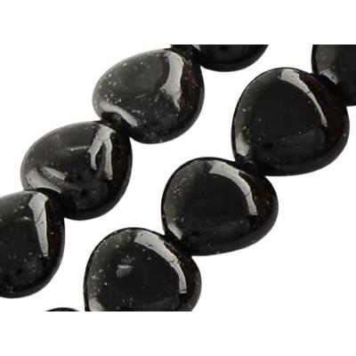 Agate Noire Perle Coeur Lisse Percée (Sachet d'une perle)