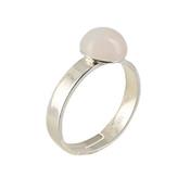 Bague Pierre Cabochon en Quartz Rose Ronde 8 mm et Argent 925 Adriana - Taille réglable