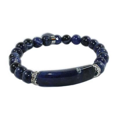 Bracelet Gourmette en Sodalite perles de 8 mm et Coeur 12 mm