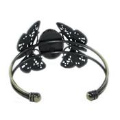 Bracelet Papillon en Agate Noire Cabochon Ovale 25x18 mm Romantic