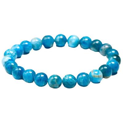 Bracelet Apatite Bleue Claire en Pierre Boule de 8 mm