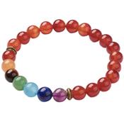 Bracelet Cornaline Antique 7 Chakras en Pierre Boule de 8 mm