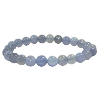 Bracelet Calcédoine Bleue en Pierre Boule de 8 mm