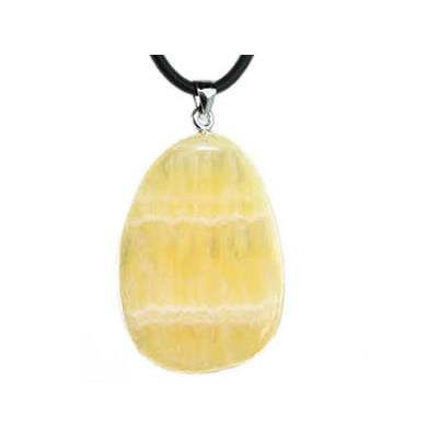 Pendentif de Calcite Orange pierre plate