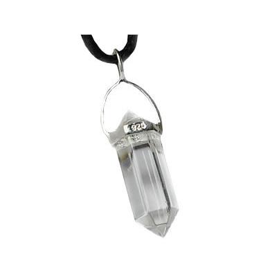 Pendentif Pointe en Cristal de Roche montage Argent 925 (2 à 2,5 cm)