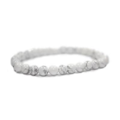 Bracelet Howlite Blanche Perles de 6 mm