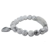 Bracelet Gourmette en Howlite Blanche perles de 8 mm et Coeur 12 mm