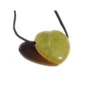 Pendentif Coeur Jade - 25x25x10 mm - sans mtal