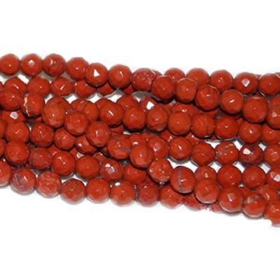 Jaspe Rouge Perle Ronde Facettée Percée 8 mm - 64 Facettes (Lot de 10 perles)