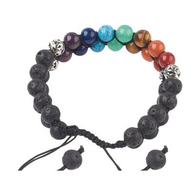 Bracelet 7 Chakras double rang Perles de 8 mm style Shamballa