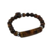 Bracelet Gourmette en Oeil de Tigre  perles de 8 mm et Coeur 12 mm