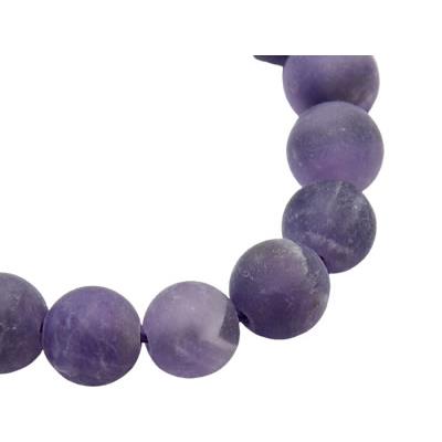Améthyste Perle Ronde Givrée Percée de 6 mm (Lot de 10 perles)