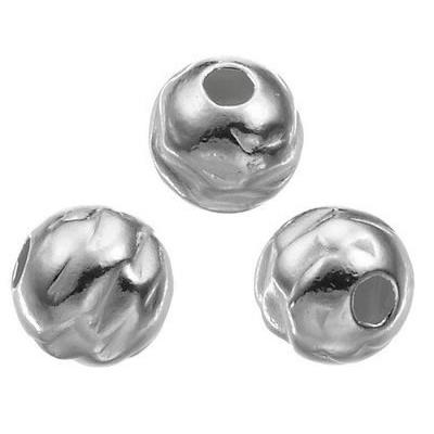Perle Ronde Martelée 6 mm en Argent 925 (Lot de 5 perles)