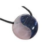 Pendentif Yin Yang Pierre Sodalite et Quartz Rose (3 cm) 