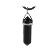 Pendentif Pointe en Tourmaline Noire montage argenté (3,5 à 4 cm)