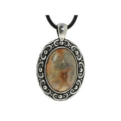 Agate Crazy Lace Pendentif Cabochon ovale 25x18 mm Steel