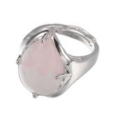 Bague en Quartz Rose Pierre Cabochon Goutte 18x12 mm Harmony - Taille réglable