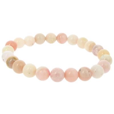 Bracelet Opale Rose en Pierre Boule de 8 mm