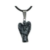 Pendentif Ange en pierre d'Obsidienne Neige (2 cm)