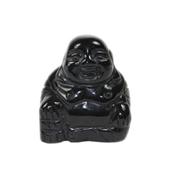 Bouddha Chinois Rieur en pierre d'Obsidienne Oeil Céleste (5 cm)
