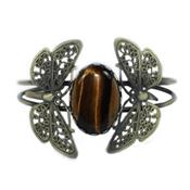 Bracelet Papillon en Oeil de Tigre Cabochon Ovale 25x18 mm Romantic