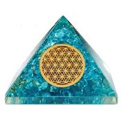 Pyramide en Orgonite Quartz Bleu et Fleur de Vie