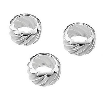 Séparateur Cylindre Strié 5x3 mm en Argent 925 (Lot de 5 séparateurs)