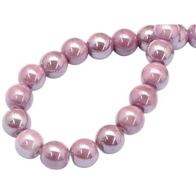 Perle de Porcelaine Rose 8 mm (Par Lot de 5 Perles)