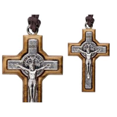 Pendentif Croix en Bois d'Olivier de Saint Benoît