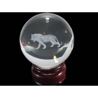 Boule Feng Shui en Cristal et Tigre (6 cm)