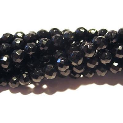 Tourmaline Noire Perle Ronde Facettée Percée 6 mm - 64 Facettes (Lot de 20 perles)