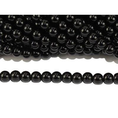 Agate Noire Perle Ronde Lisse Percée 8 mm (Lot de 10 perles)