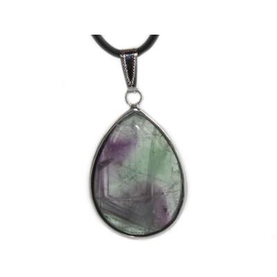 Pendentif en Flurorine Multicolore Goutte cerclée