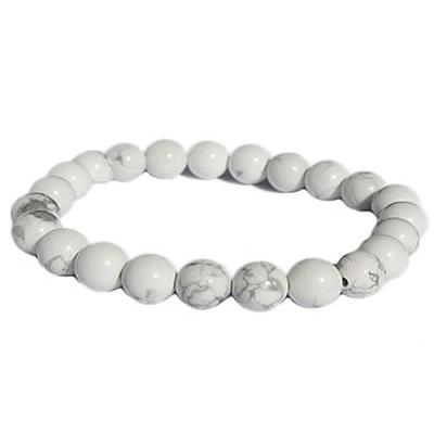 Bracelet Howlite Blanche Perles de 8 mm