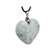 Pendentif Coeur en Howlite Blanche (4 cm Blire Argente)