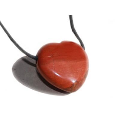 Pendentif Coeur Jaspe Rouge - 25x25x10 mm - sans métal