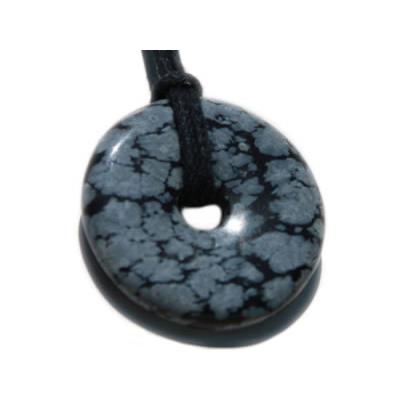 Obsidienne Neige Pendentif Pi Chinois de 2 cm