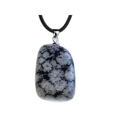 Pendentif d'Obsidienne Neige pierre plate