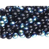 Perle en Verre Noire avec reflets 8 mm (Par Lot de 10 Perles)