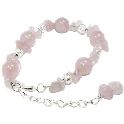 Bracelet en Quartz Rose Pierres Boules 10 mm pierres Baroques fermoir mousqueton