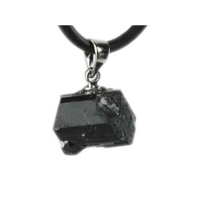 Tourmaline Noire Pendentif pierre brute bi-terminée