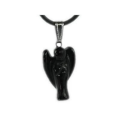 Pendentif Ange en pierre de Tourmaline Noire (2 cm)