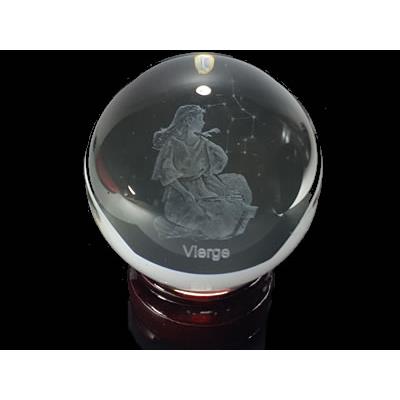 Boule Feng Shui en Cristal et Astrologie Vierge avec socle