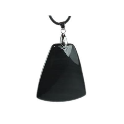 Pendentif d'Agate Noire pierre plate Trapezoid