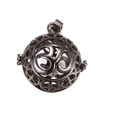 Pendentif Bola Cage Aum en laiton de couleur GunMétal